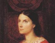 George Frederick watts,O.M.,R.A. Portrait of Lady Wolverton,nee Georgiana Tufnell,half length,earing a red dress (mk37) oil painting